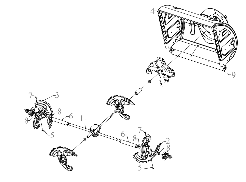 Auger Housing Diagram and Parts List for 3X28-INCH (31AH5JVBB09)(2023) Cub Cadet Snow Blower